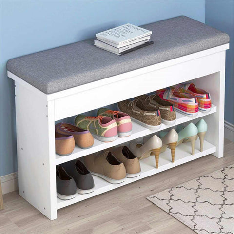 2 Tier Shoe Storage Stool Living Room Shoe Rack Simple Change Shoe Bench