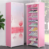 Simple Non-woven Cloth Fabric Dustproof Shoe Rack Folding Assembly Metal Shoe Rack Home Shoe Organizer Cabinet