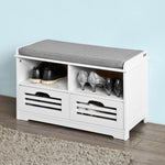 Shoe Storage Bench with 2 Drawers 2 Storage Cubes & 1 Removable Seat Cushion Hallway Cabinet Shoe Rack